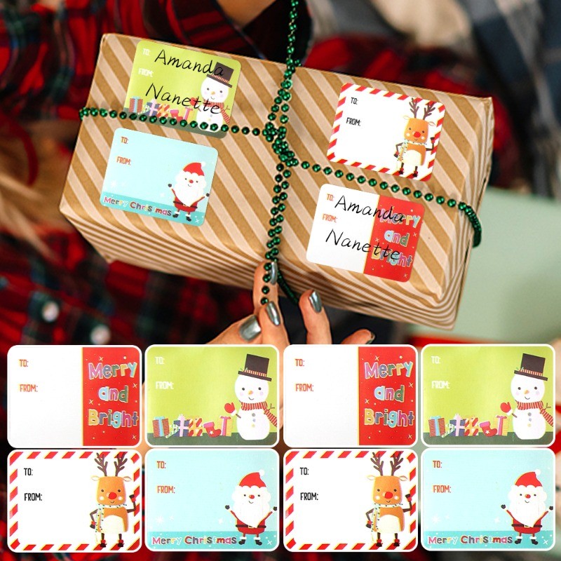 สติกเกอร์ฉลากคริสต์มาส 500 ชิ้น - ป้ายปิดผนึกแสตมป์คริสต์มาส - Santa Claus, Snowman, Elk Label Sticker - สติ๊กเกอร์กระดาษกาวในตัว - ป้ายห่อนําเสนอ - รูปลอกกล่องของขวัญ DIY