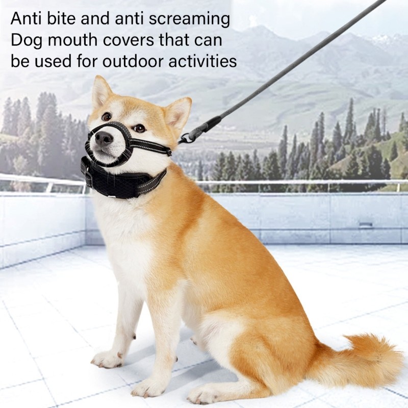 Orangesea Bigness Dog Muzzle Mouth Cover ป้องกันกัดกรีดร้อง Muzzle Pet Mouth Muzzle