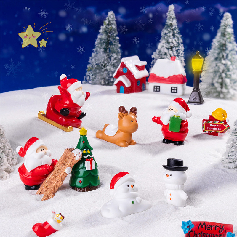 [JBTH] น่ารัก Snowman Santa Claus เครื่องประดับตกแต่งคริสต์มาส Creative DIY เดสก์ท็อปเครื่องประดับขนาดเล็ก Miniature Figurines Xmas ของขวัญ [JB]