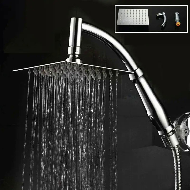 Large Rainfall Shower Head Stainless Steel Square Shower Head Extension High Pressure Shower Head Ex