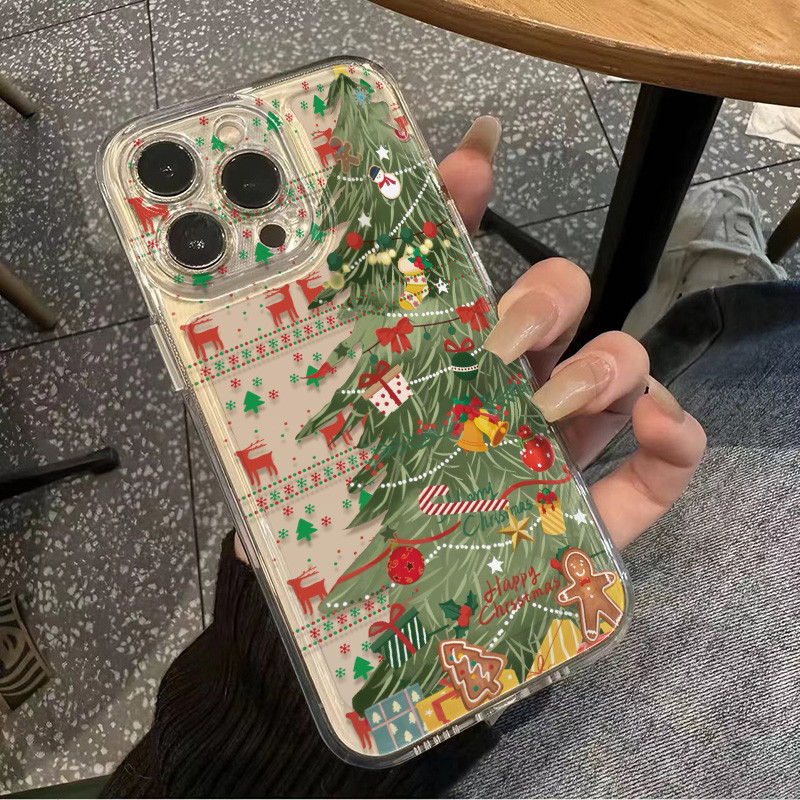 New Cute Cartoon Christmas Tree Phone Case Compatible with11 12 13 14 15 16Promax 16Plus Pro