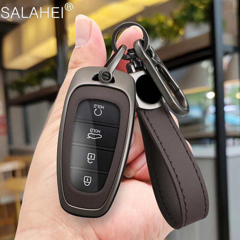 Car Key Holder Case Cover For Hyundai Tucson Solaris Sonata Hybrid NEXO NX4 Santafe Dn8 4 Buttons 20