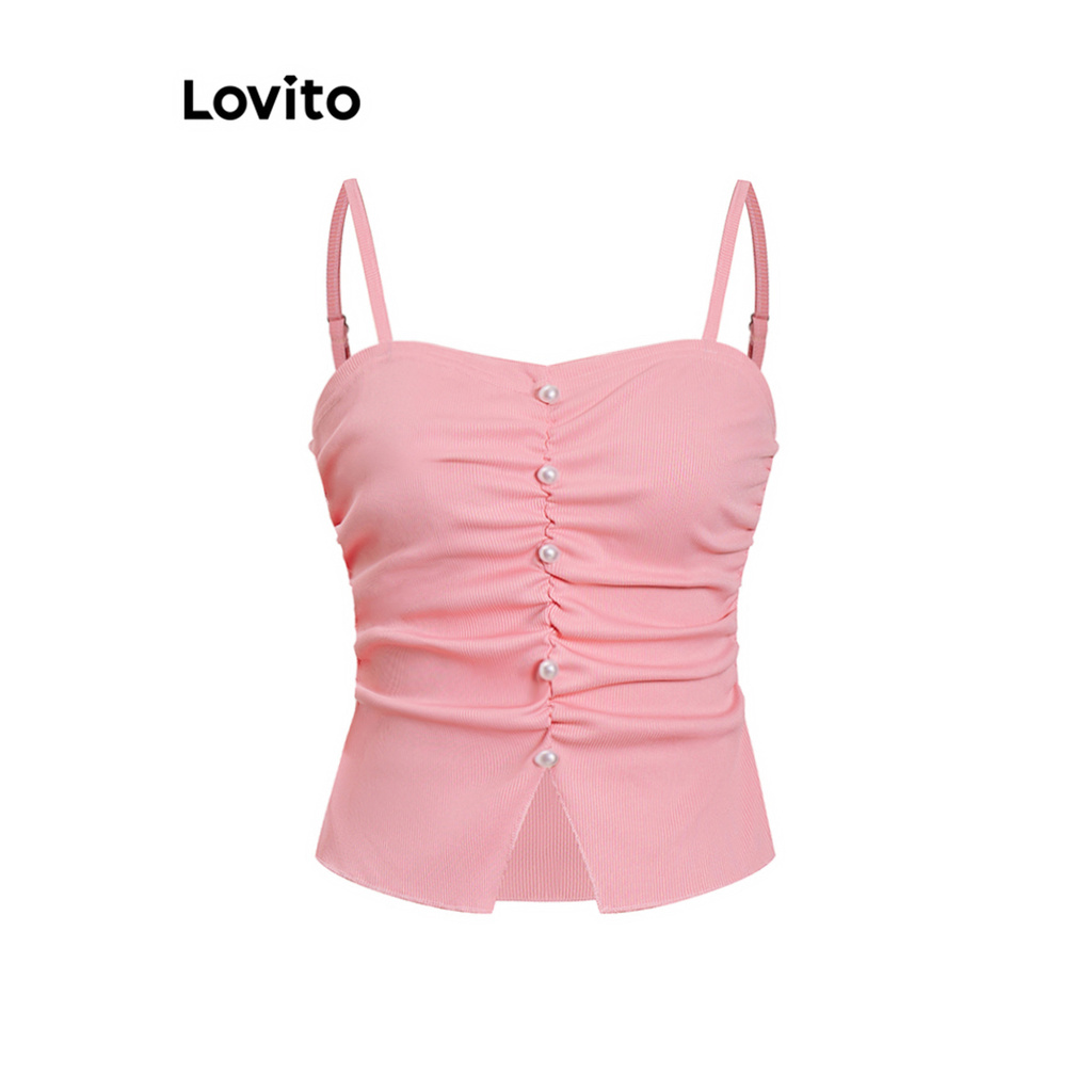 Lovito เสื้อกล้ามไข่มุกธรรมดาหรูหราสำหรับผู้หญิง L99ED409