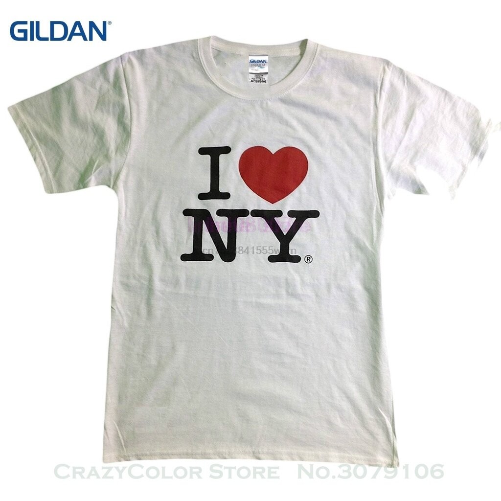 💘💘💘 เสื้อยืดแขนสั้น พิมพ์ลาย I Love Ny New York สีขาว สําหรับผู้ชาย 🤓👍