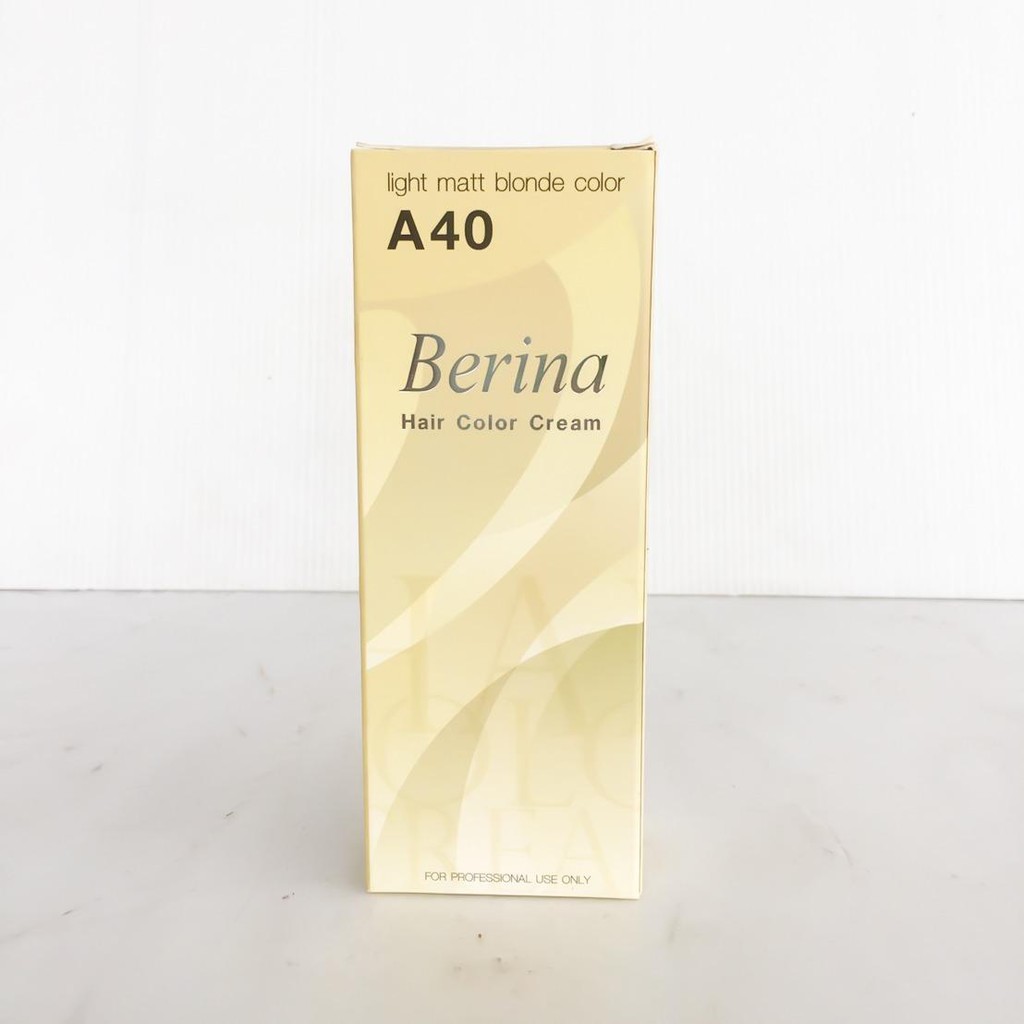 Berina เบอริน่า A 40 สีบลอนด์อ่อนประกายหม่นเขียว ครีมย้อมผม ยาย้อมผม