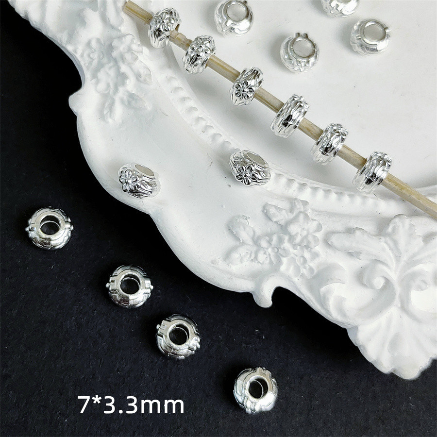 50pcs วินเทจเงินรอบลูกปัด DIY ลูกปัดสร้อยข้อมือเครื่องประดับขายส่ง - รูปที่ 4