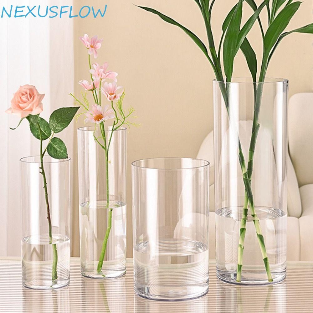 Nexusflow แจกันดอกไม้โปร่งใส,เทียน Shatterproof อะคริลิคกระบอกแจกัน,ของขวัญพืช Hydroponic ทนทานดอกไม้สดสูงชนบทแจกันใสบ้าน