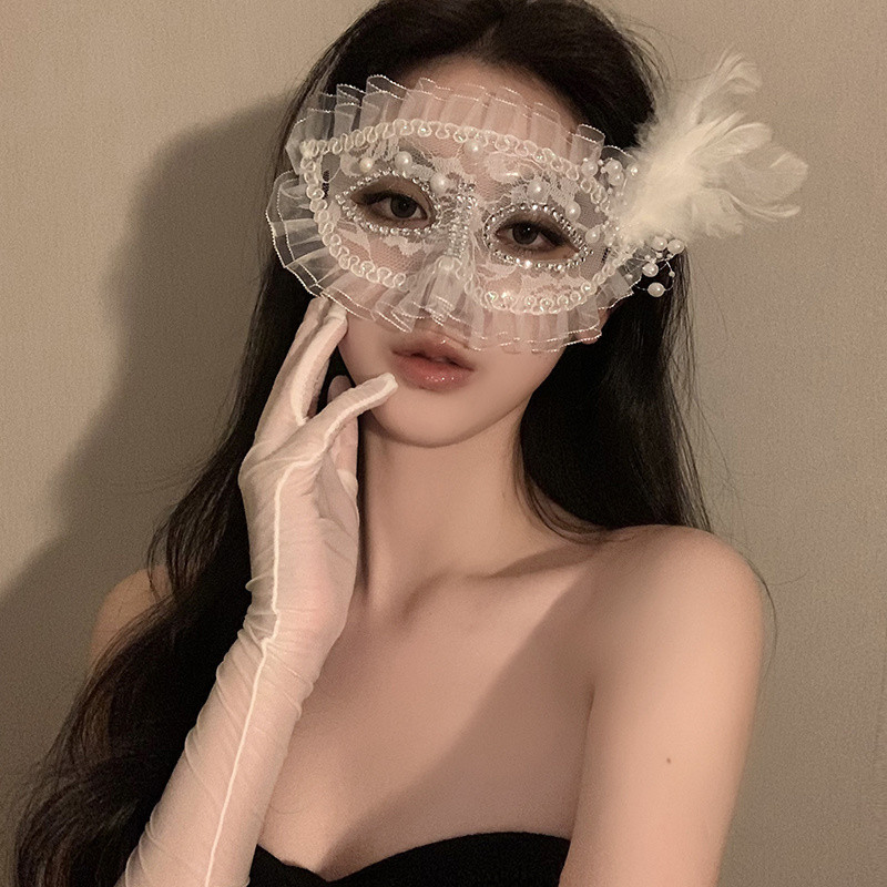 หน้ากากขนนกลูกไม้เจ้าหญิงครึ่งหน้าอุปกรณ์ประกอบฉากการแสดงบนเวทีฮาโลวีน