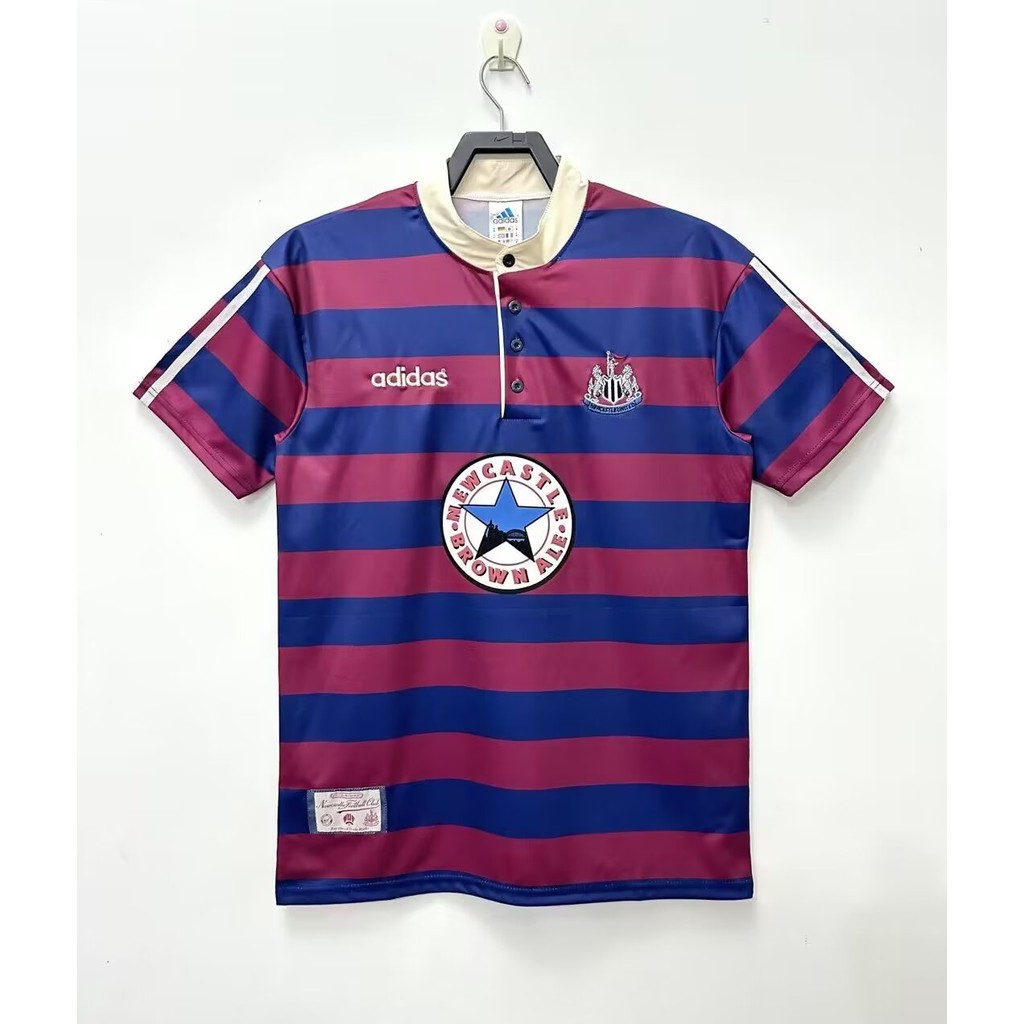 1995-97 Newcastle away เสื้อยืดแขนสั้นฟุตบอลย้อนยุค