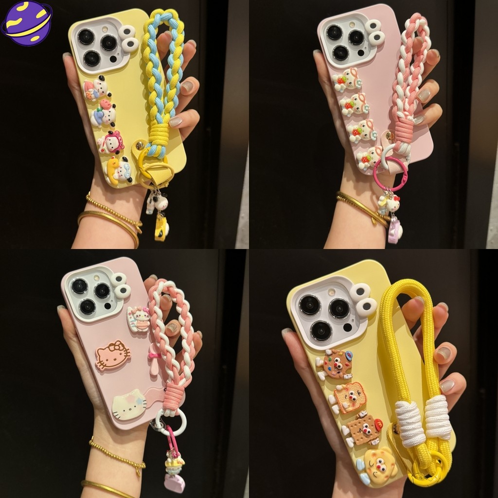 การ์ตูนhello Kittyสายรัดซิลิโคนเคสโทรศัพท์เหมาะสําหรับiPhone 16 15 14 13 12 11 Pro Max 14 15 16 Plusน่ารักสายรัดข้อมือAnti Drop Cover Anti Dropปลอกนุ่ม