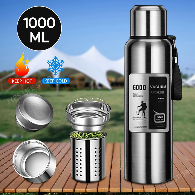 1000ML Stainless Steel Thermos Bottle Sport Thermal Water Bottle Keep Cold and Hot Insulated Cup Out