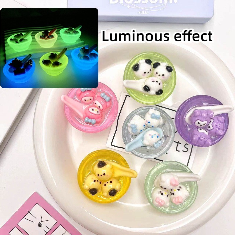 การ์ตูน Sanliou ข้าวเกี๊ยวช้อน DIY เครื่องประดับครีมเจลอุปกรณ์เสริมผม micro ภูมิทัศน์รถเดสก์ท็อปตกแต่งอุปกรณ์เสริม