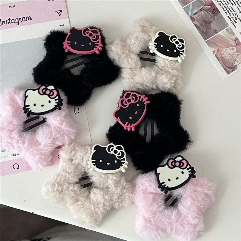 New Plush Star Hairpin น่ารัก Hellow Kitty การ์ตูน Hairpin สาวหวานอุปกรณ์เสริมผม
