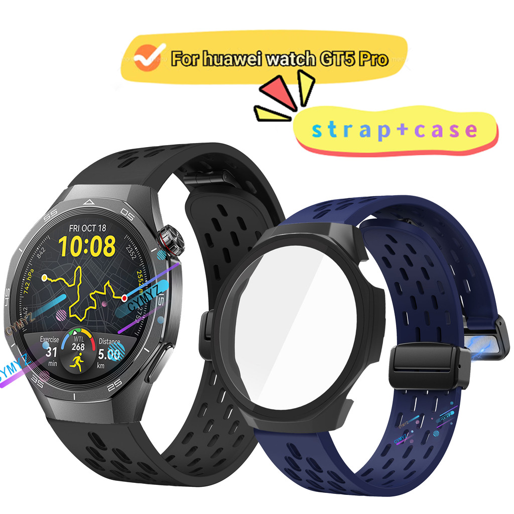 Huawei watch GT5 Pro สายซิลิโคนสําหรับ huawei watch GT5 Pro 46 มม.สายรัดข้อมือกีฬา huawei watch GT5 Pro กรณีป้องกันหน้าจอ