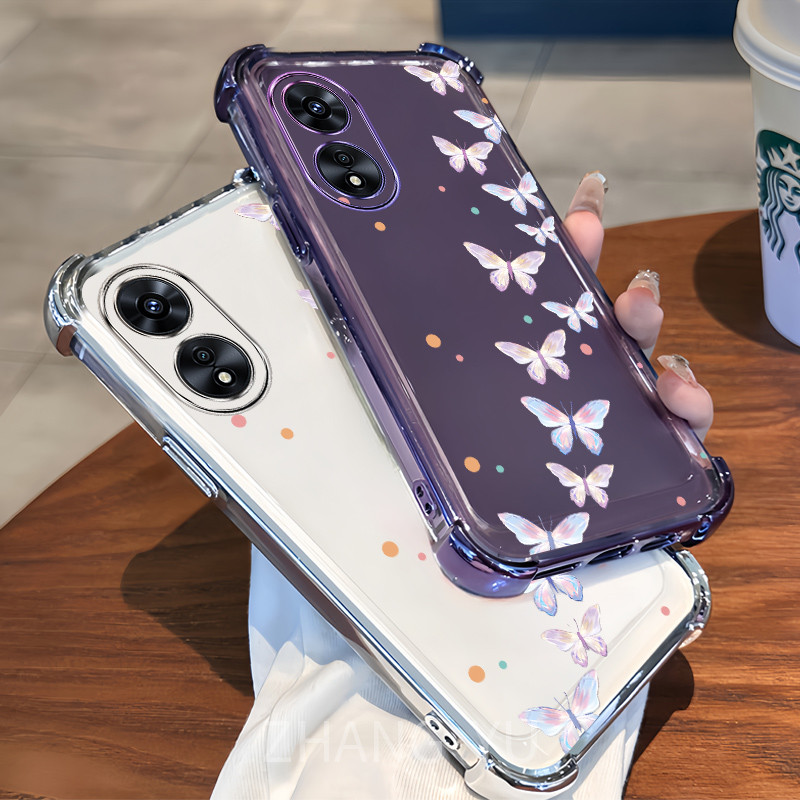 เคส OPPO A17 A17K A18 A38 A58 A78 4G 5G A98 A97 เคสโทรศัพท์ซิลิโคนสี่มุมป้องกัน HDFF