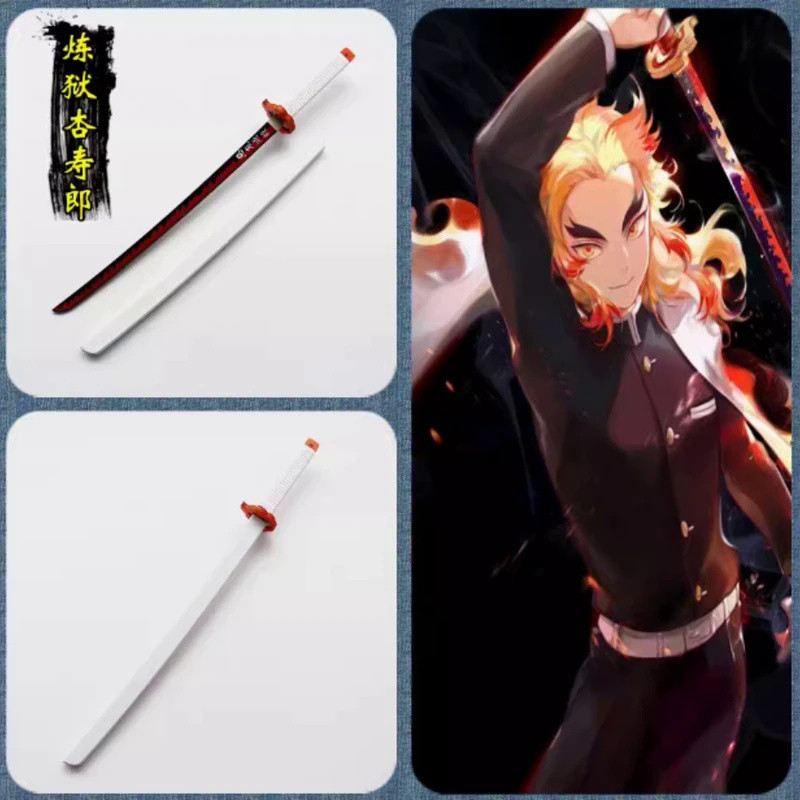 ⚡ 106cm Demon Slayer Rengoku Kyoujurou Saber Pvc Katanna Glow Sword Anime LED Cosplay Prop Toys Cool