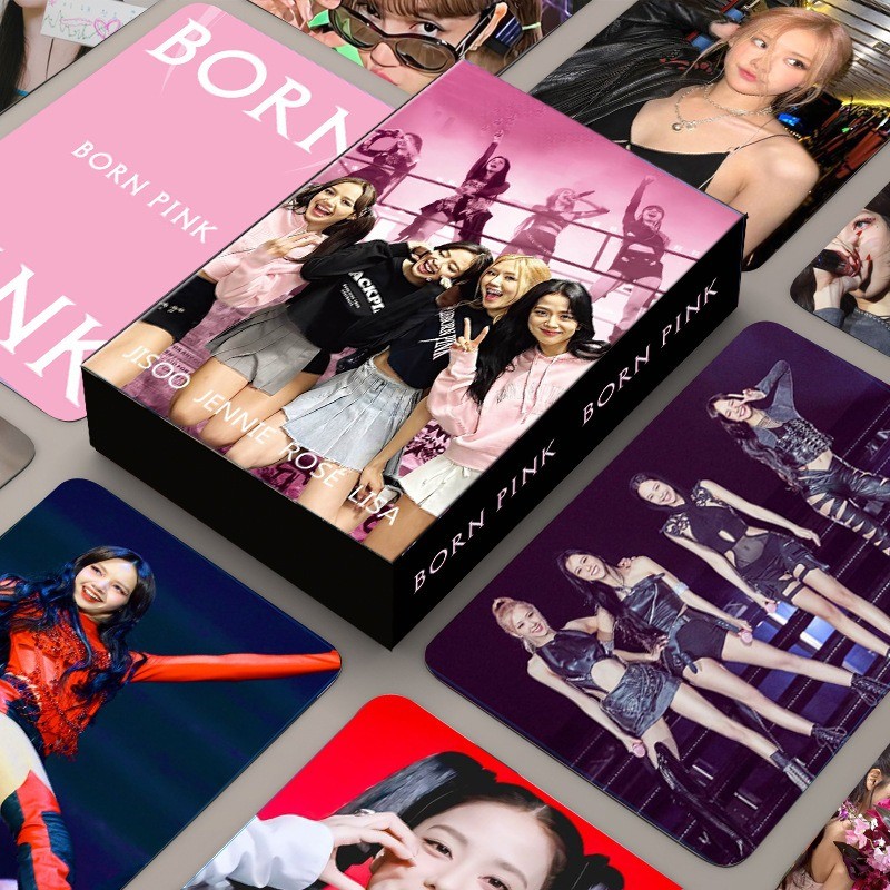 55 ชิ้น/เซ็ต Kpop Born สีชมพูครบรอบการ์ดสีดําสีชมพู JISOO JENNIE LISA ROSE โปสการ์ด Photocard สําหรับแฟนๆคอลเลกชันของขวัญ