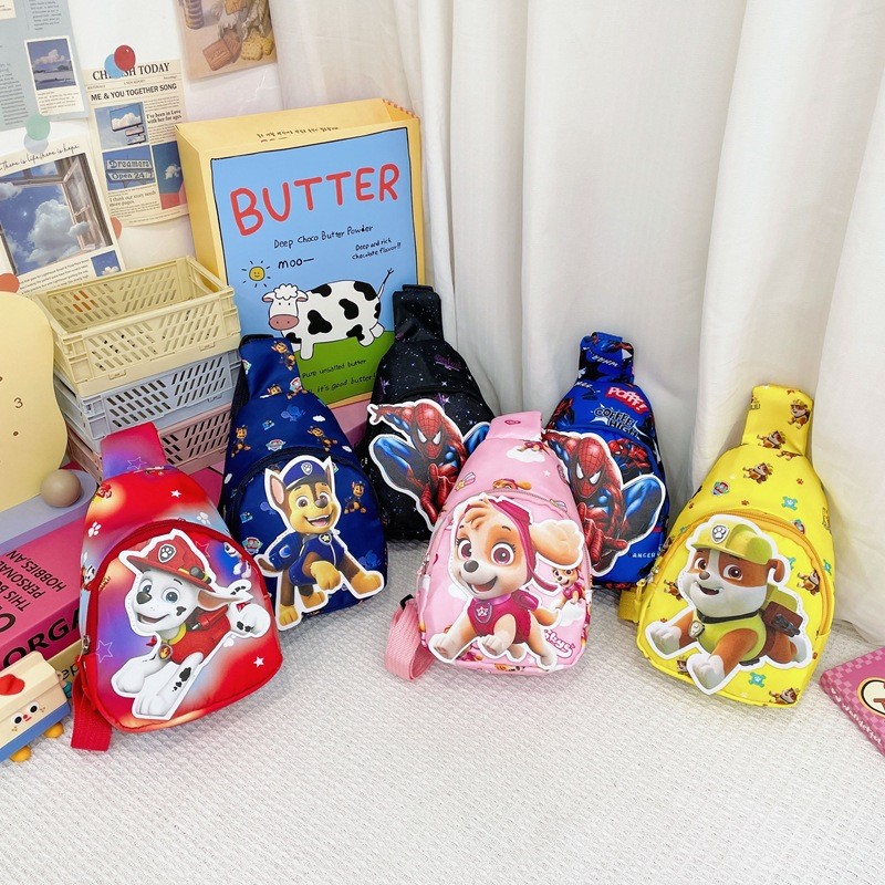 ขายส่งการ์ตูน Spider-man Messenger Bag สาวน้อย PAW Patrol Skye กระเป๋าคาดหน้าอกเด็ก