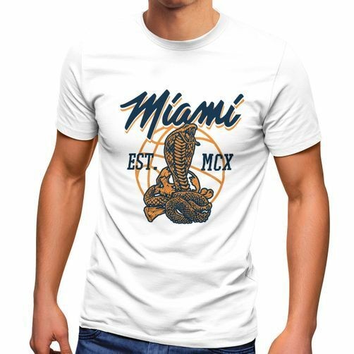 Mens T-Shirt Lettering Miami Snake Basketball Usa Sport Fashion