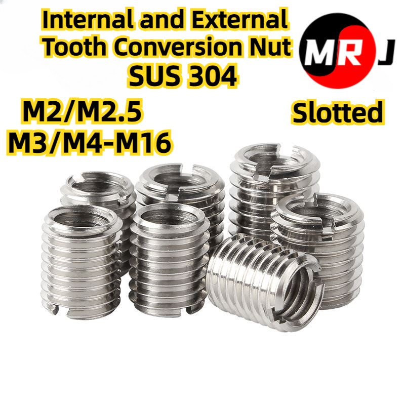 [MRJ] สแตนเลส 304 พร้อมสล็อตด้านในด้านนอกเกลียว Conversion Nut Slotted เกลียว Sheath M2/M2.5/M3/M4-M16 Self-Tipping เกลียวเกลียวเกลียว Fine T