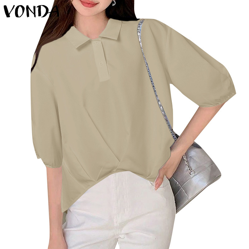 แย่ ผู้หญิงเกาหลีสบายๆเปิดลงปกหลวม3/4แขนเสื้อ