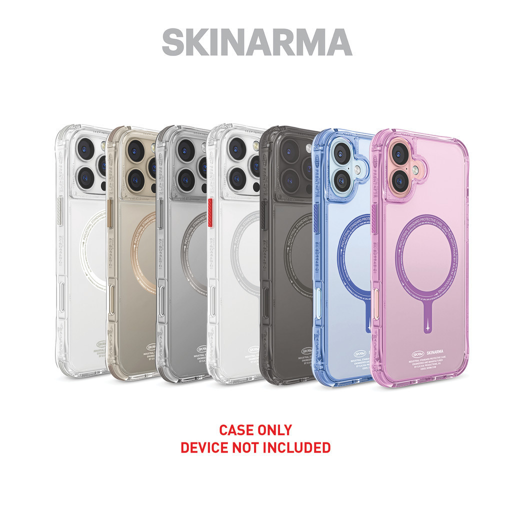 Skinarma Simao Mag-Charge Case สําหรับ iPhone 16 (6.1)/16 Plus (6.7)/16 Pro (6.3)/16 Pro Max (6.9) Clear Niteglow Prime