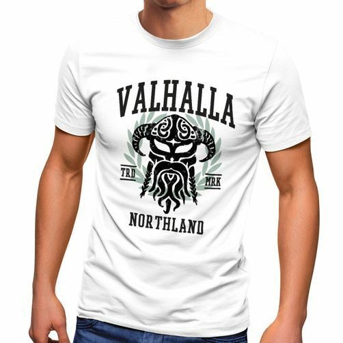 Mens Valhalla Northland Viking Helmet Northmen Beard Viking Fashion T-Shirt