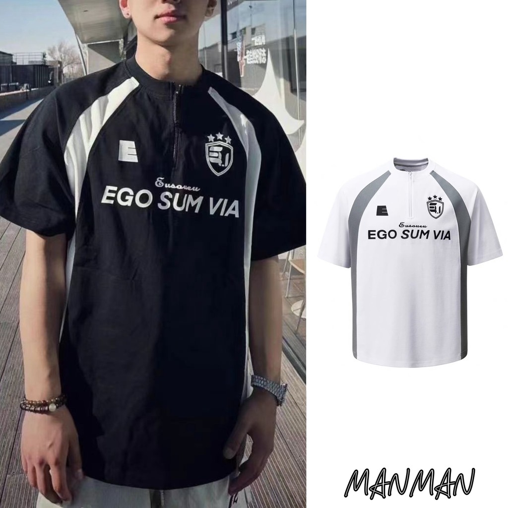 MANMAN เสื้อยืดผู้ชาย สีผสม ยอดนิยม ลำลอง แมทช์ลุคง่าย ระบายอากาศได้ดี แขนสั้นสไตล์อเมริกัน