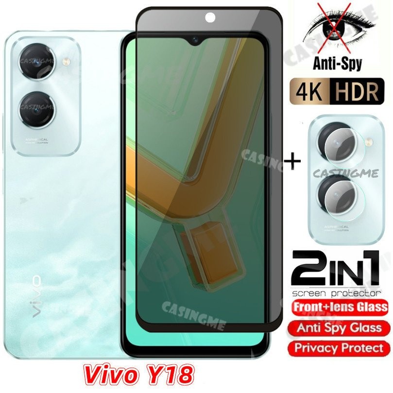 VIVO y28s 2024กระจกนิรภัยส่วนตัว Anti-Spy เต็มรูปแบบป้องกันหน้าจอ Anti Peek ความเป็นส่วนตัวฟิล์มสำหรับ VIVO Y18 Y 18 vivoY18 18Y 4G 5G 2024 Anti Peek ความเป็นส่วนตัวฟิล์ม bqhp