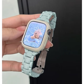 Candy Slim สายรัดพลาสติก + กรณีเหมาะสําหรับนาฬิกา Series 11 10 9 8 7 6 5 4 3 2 1 SE SE2 Ultra/Ultra2 สําหรับ i-Watch ขนาด 49/41/45/40 มม.44 มม.38 มม.42 มม.และกรณี