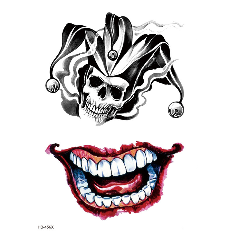 รอยสักชั่วคราว สติ๊กเกอร์รอยสักปลอม Skull Joker Clown Tatto มือแขนเท้า Body Art Tiger Owl Tattoo กันน้ํา Tattoos