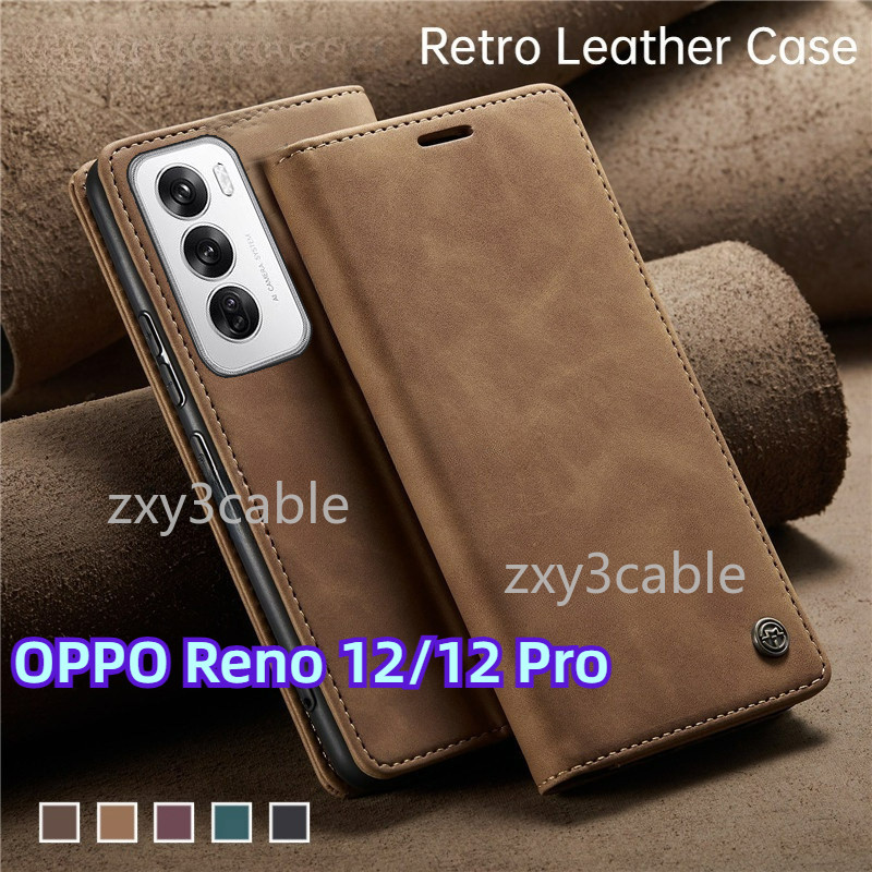 ปลอกสําหรับ OPPO Reno 12 10 Pro 5G 2024 เคสโทรศัพท์ Retro กระเป๋าหนังหรูหราแม่เหล็กผู้ถือบัตรสําหรับ OPPO Reno12 Reno12Pro Reno10 Reno10pro ฝาครอบกระเป๋าสตางค์