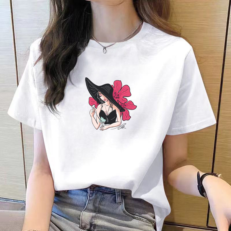 ยืดสีแดง เสื้อผ้าผู้หญิงสไตล์เกาหลี ฤดูร้อนใหม่ท็อปส์ซูผู้หญิงเสื้อยืดแขนสั้นหลวมด้านบนเสื้อยืดผู้หญิง短袖 kk