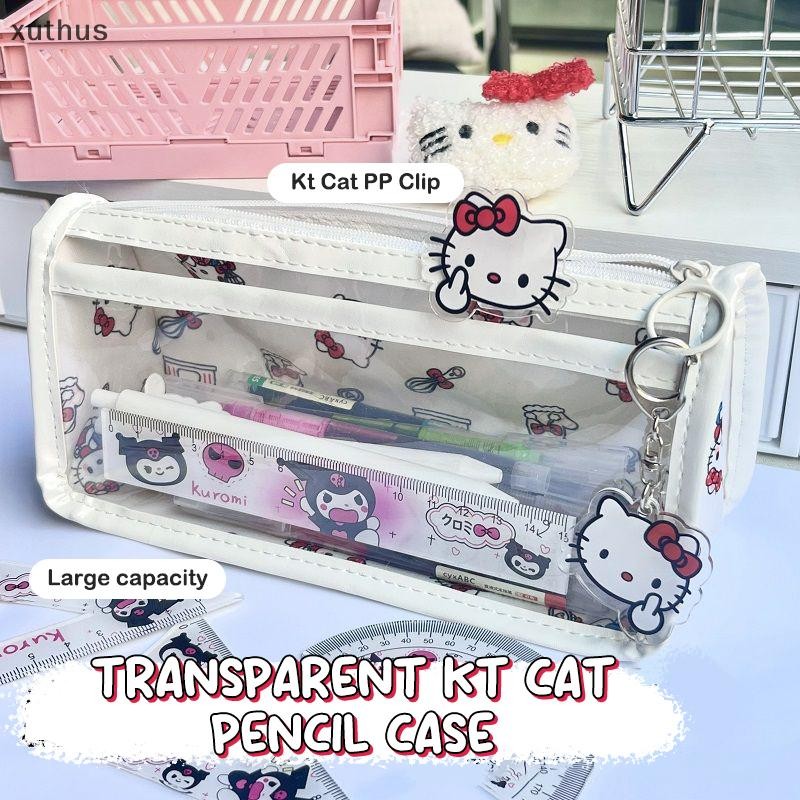 Xut การ์ตูน Hello Kitty กระเป๋าดินสอน่ารักขนาดใหญ่ความจุ KT Cat ดินสอกรณีกระเป๋าเครื่องสําอางเครื่องเขียนกล่องเก็บอุปกรณ์การเรียน N