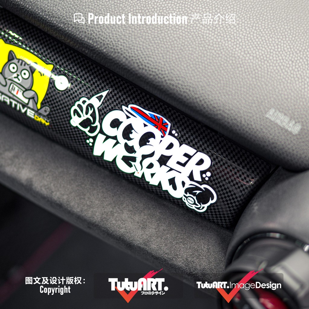 MINI Cooper Works letter stickers COUNTRYMAN F54 F55 F56 F57 F60 R50 R52 R60 CLUBMAN car glove box t