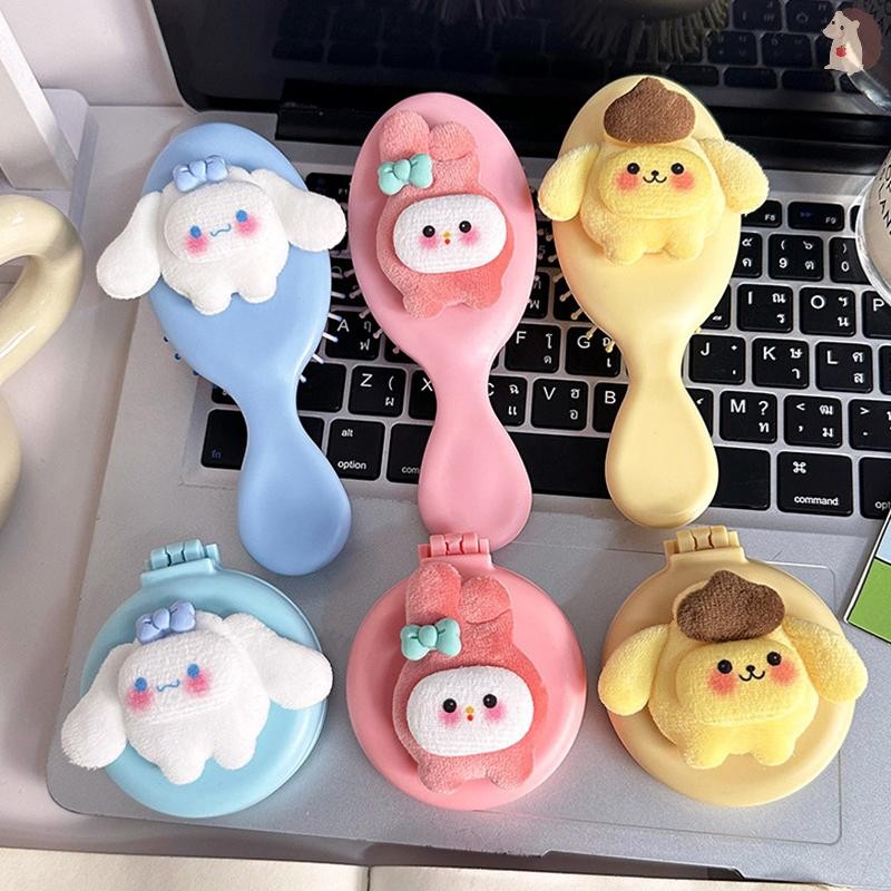 [IN] Sanrio Air Cushion หวีนวด Cinnamoroll Kuromi Mymelody Pochacco หวีแบบพกพาแปรงผมสําหรับสาวของขวัญการ์ตูน TH