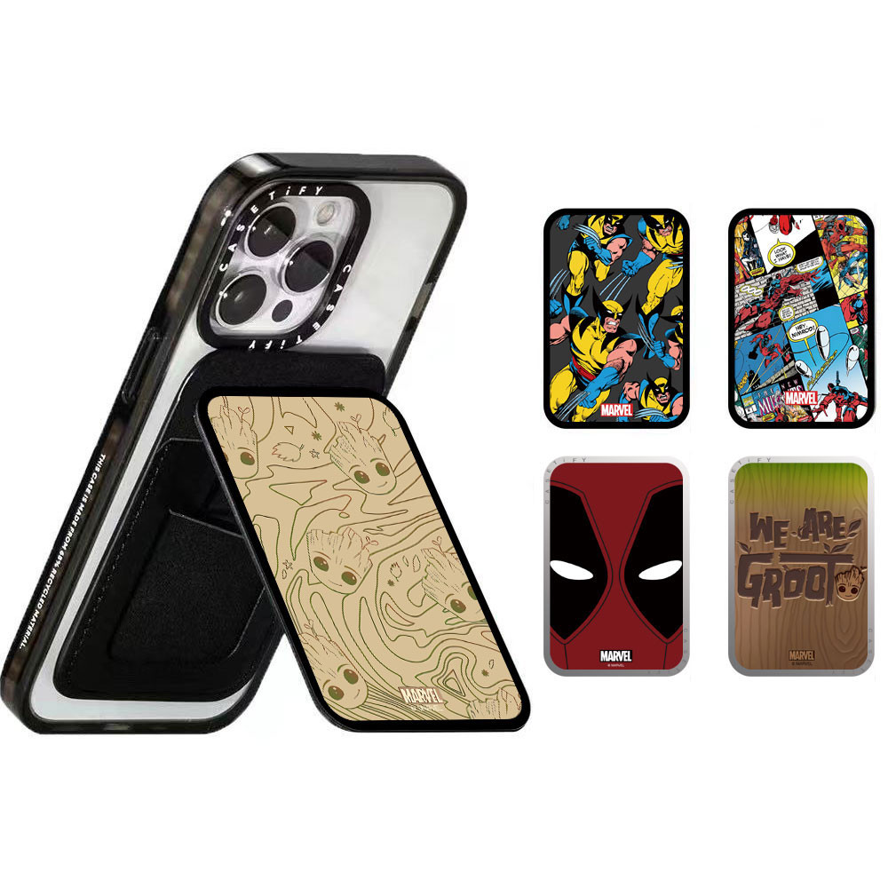 กระเป๋าสตางค์การ์ดแม่เหล็กพับ Mini Slim Card Holder ขาตั้งโทรศัพท์ Kickstand Card Pouch สําหรับ iPhone,ใช้งานร่วมกับ iPhone 15 Pro Max,iPhone 14 Pro,Bus Subway Card Bag,