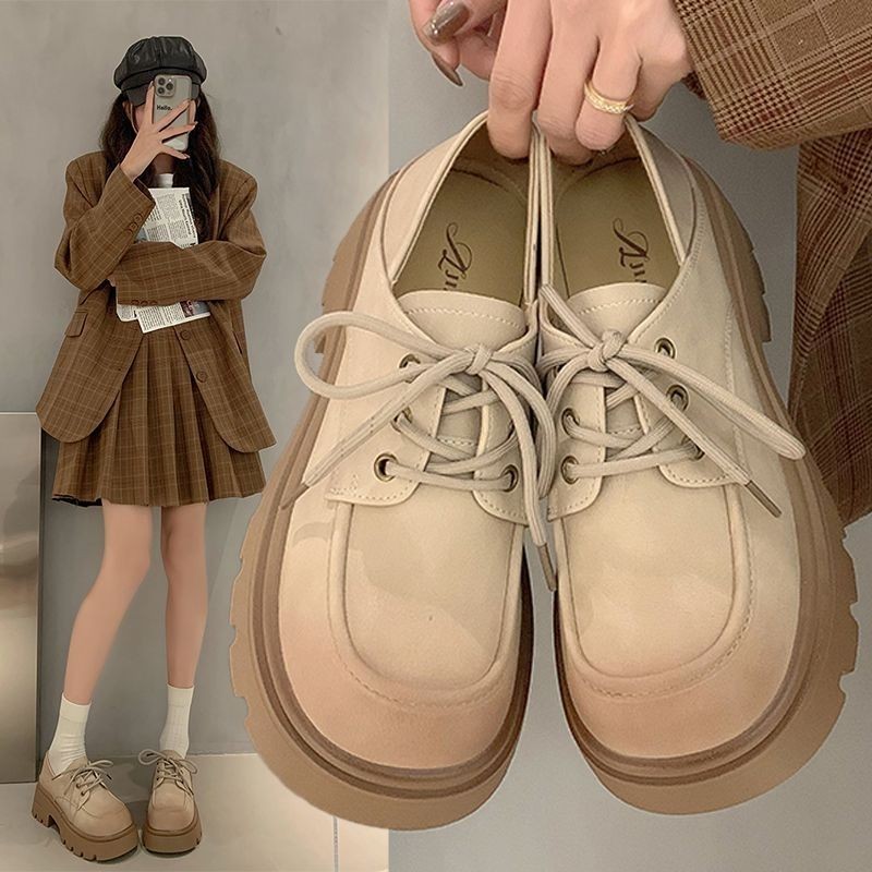 แมรี่เจน รองเท้าหนังขนาดเล็กbreathable Mary Janeสวมใส่ด้านนอกHigh-EndความสูงหนาSoled