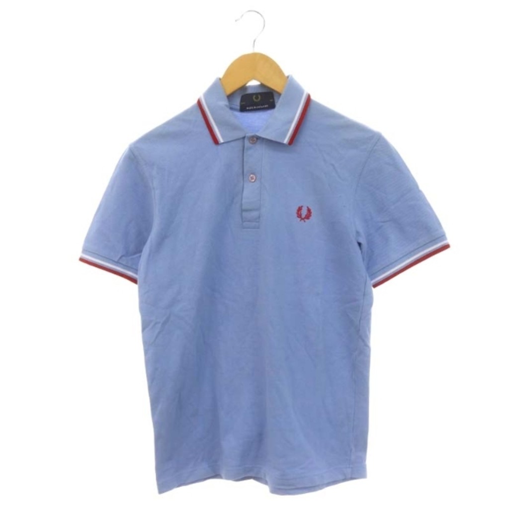 FRED PERRY เฟรด เพอร์รี่ เสื้อโปโลปักลายแขนสั้น36สีฟ้าอ่อนหลายสีส่งตรงจากญี่ปุ่นมือสอง
