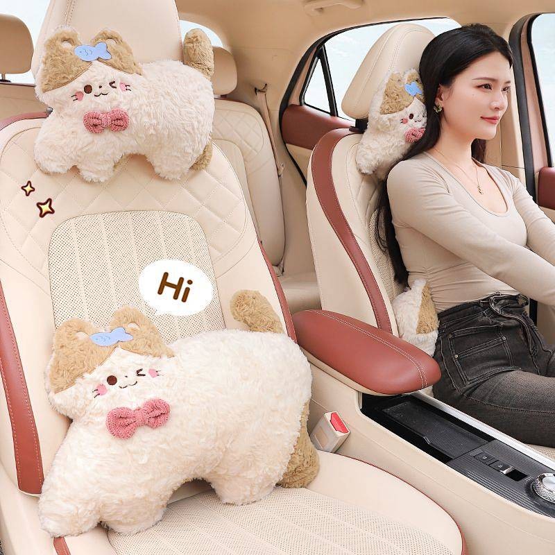 Automotive Headrest Lumbar Support Pillow Car Neck Pillow Car Cartoon Cute Girl Car Driving Car Seat