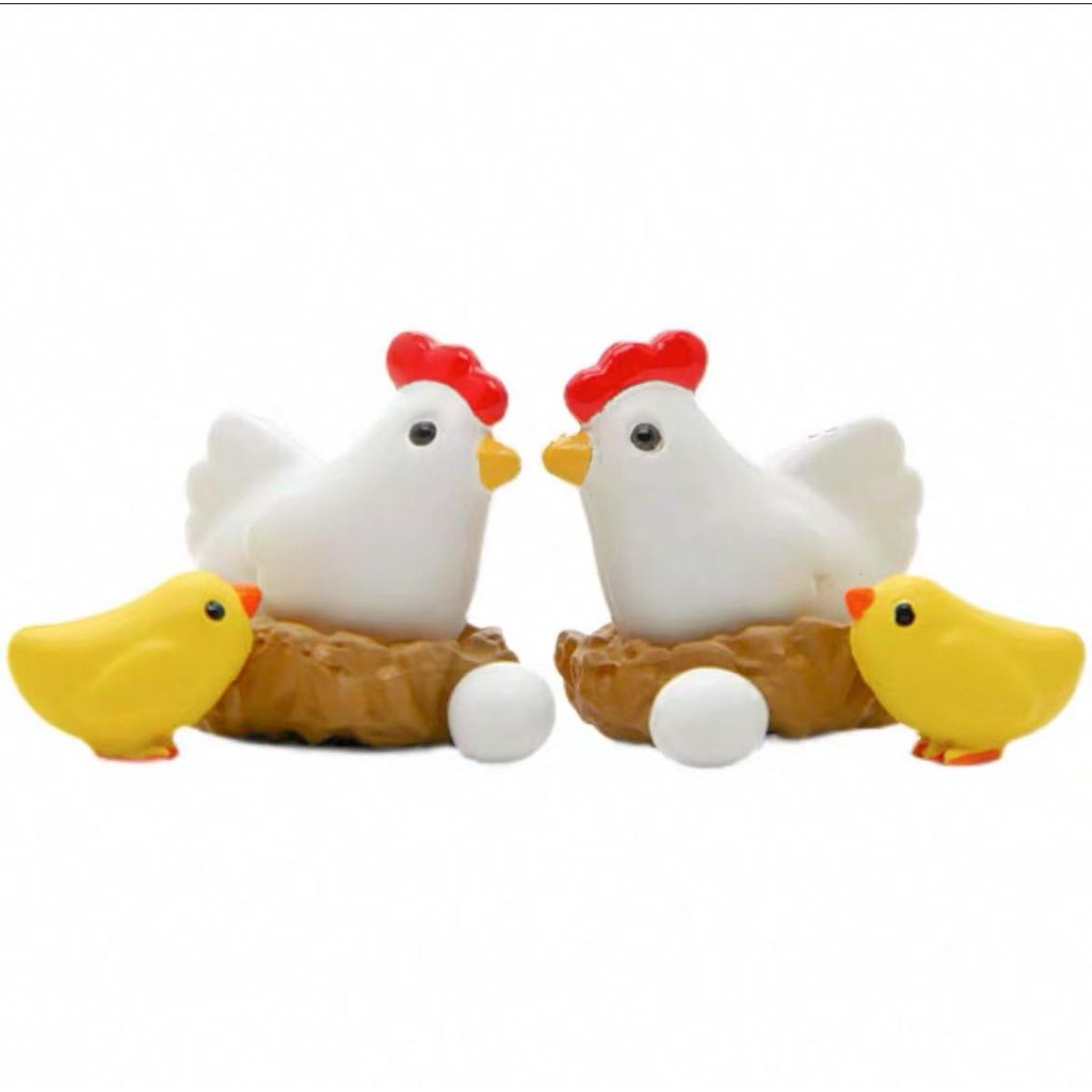 Chick Family Hen Chicken Nest Egg DIY Micro Landscape Succulent ตกแต่งเครื่องประดับขนาดเล็กสวนตุ๊กตา Countryside - รูปที่ 4