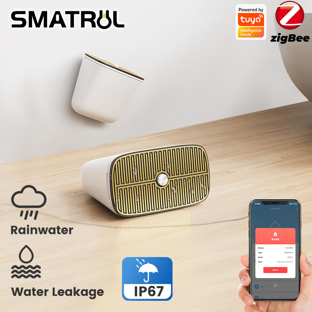 SMATRUL Tuya Zigbee3.0 Rainwater Leakage Sensor Water Rain IP67 เครื่องตรวจจับไร้สายกันน้ํา Smart Life App Remote Linkage Water Level Alarm