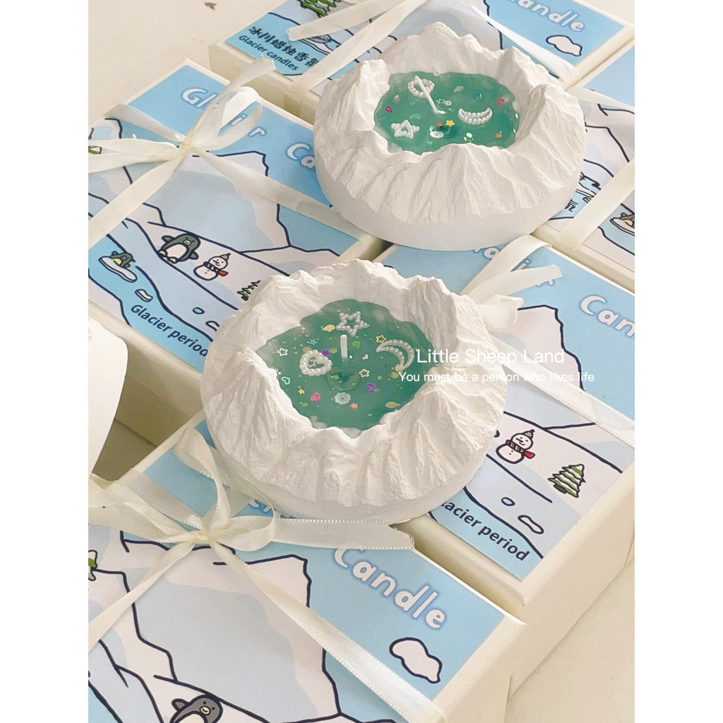 เทียน เทียนหอม ⛰️glacier candle🌌บ่อน้ำขอพร  2สี เทียนหอมไขถั่วเหลือง เหมาะสำหรับเป็นของขวัญ