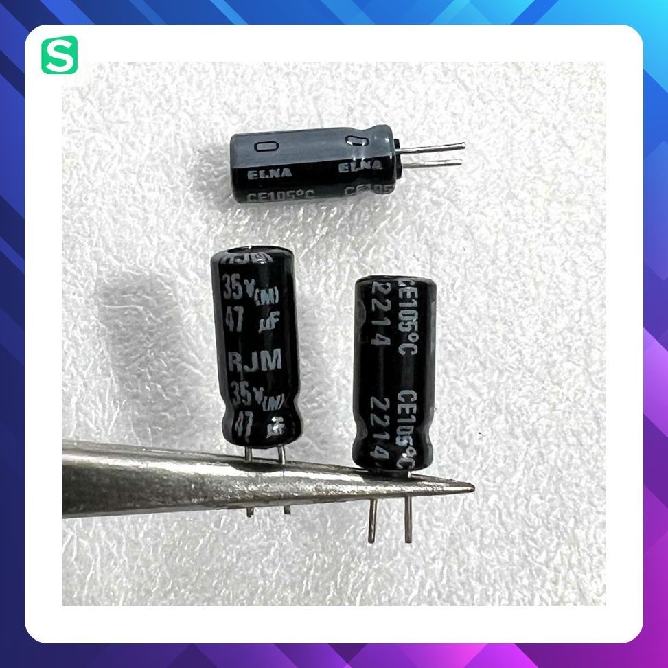 [ 20 ชิ้น ] ELNA RJM CAPACITOR 35V 47UF 35V47UF, 35UF47V (ขนาด 5x11x2.5mm )