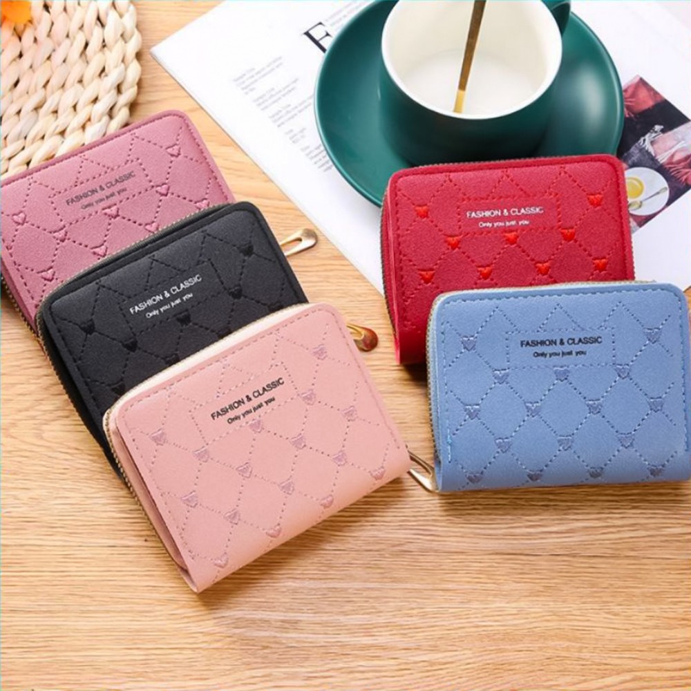 BS - WOMENS ZIPPER COIN WALLET 888 FOLDING COIN WALLET WOMENS FASHION CARD WALLET BAG KOREAN IMPORT 