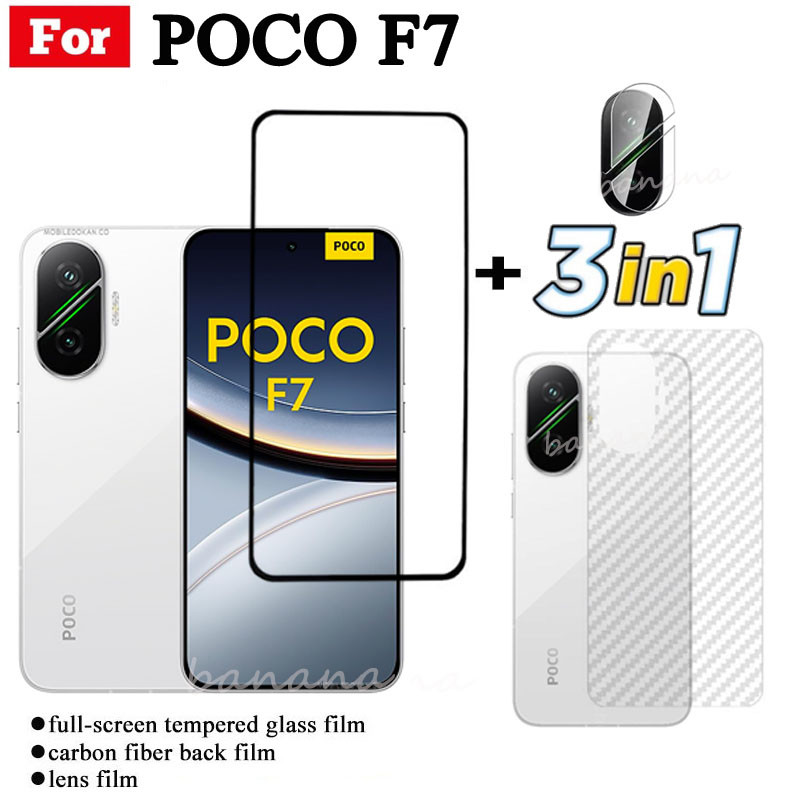 3 IN 1 Poco F7 ฟิล์มกระจกนิรภัยสําหรับ Poco F7 Ultra F7 Pro Poco C71 C75 คลุมทั้งหมดป้องกันหน้าจอกระ