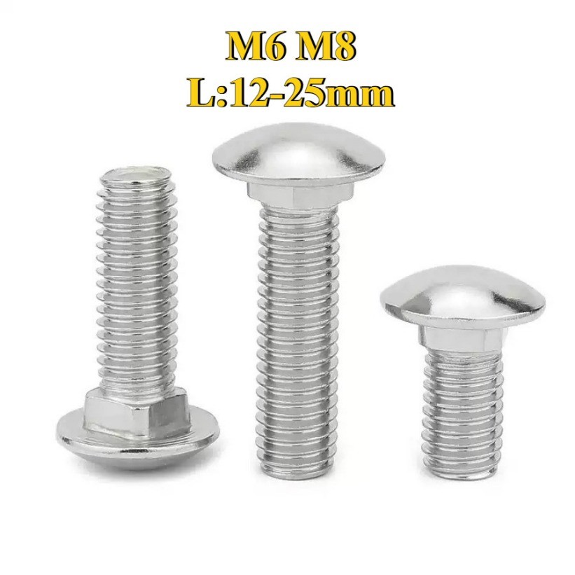 M6M8 สกรู น็อต หัวกลม คอเหลี่ยม ชุบสังกะสี เกลียวมิล หยาบ  / Cup Head Square Neck Bolt (XINKE-RM-TH-