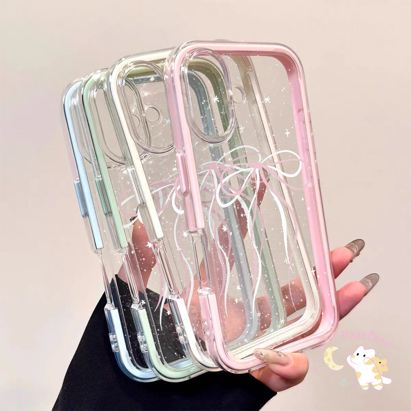 โค้งคำนับ เคสไอโฟน16 สำหรับ IPhone 11 15 16 13 12 14 Pro Max XR XS X 7Plus 8Plus Max 7 15 8 Plus SE เรียบง่ายและโปร่งใส