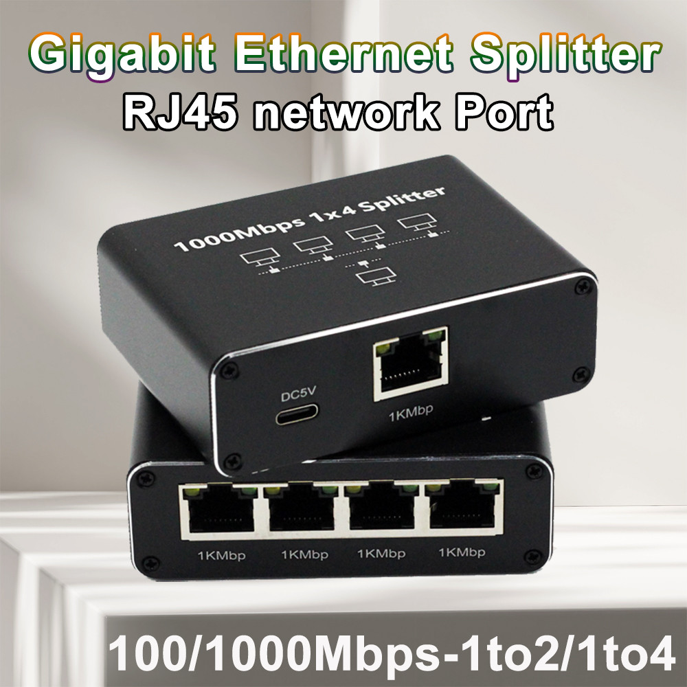 100/1000Mbps Ethernet Network Splitter 1to2/1to4,RJ45 Network switchfor Cat5/5e/6/7/8 Ethernet Cable