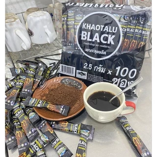 กาแฟดำเขาทะลุ แบล็ค กาแฟดำ ตรา คอฟฟี่ฟาร์ม กาแฟจากชุมพร ขนาด 2.5 กรัม 1 ห่อใหญ่ 100 ซอง